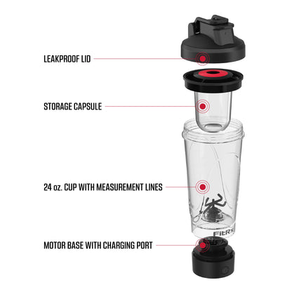 Rechargeable 24oz Electric Sport Mixer Shaker Bottle - Portable & Stylish Black Design